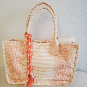Vince Camuto Orange & Cream Sorbet Orla Dual Handle Tote Bag